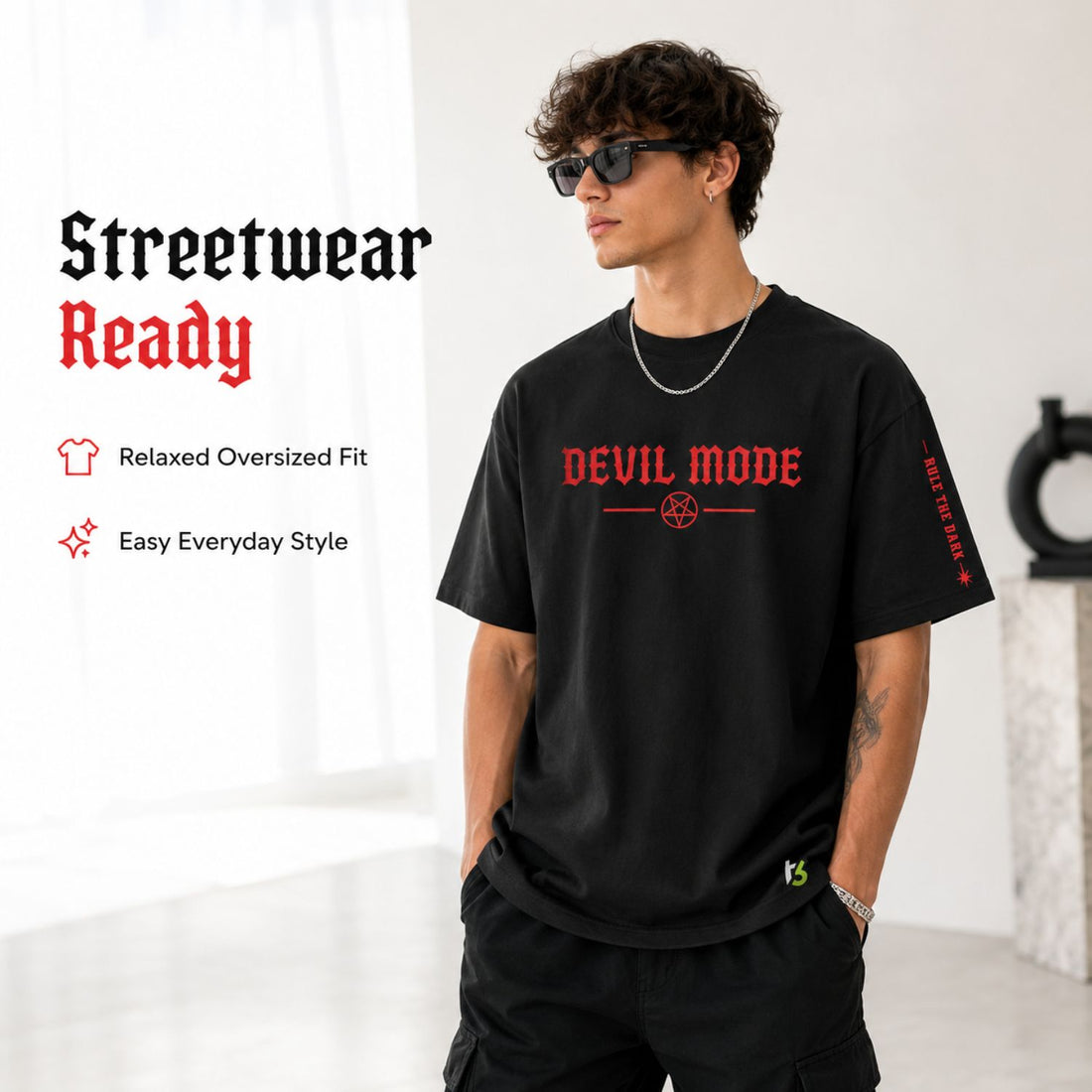 Devil Mode Oversized Men's Graphic T-Shirt