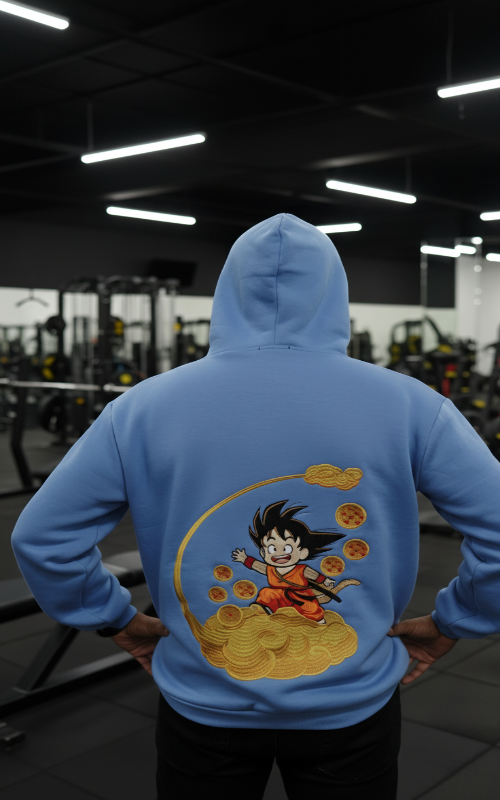 Goku Embroidery Mens Hoddies - Blue
