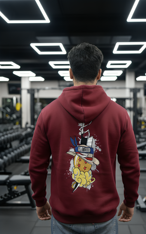 Mashup Elements Embroidery Mens Hoddies - Maroon