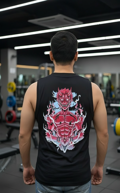 Printed Mens Tank - Black