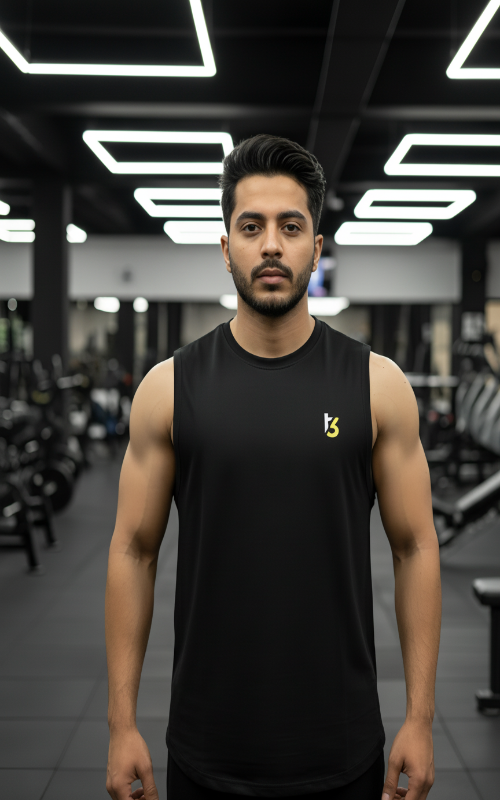 Printed Mens Tank - Black