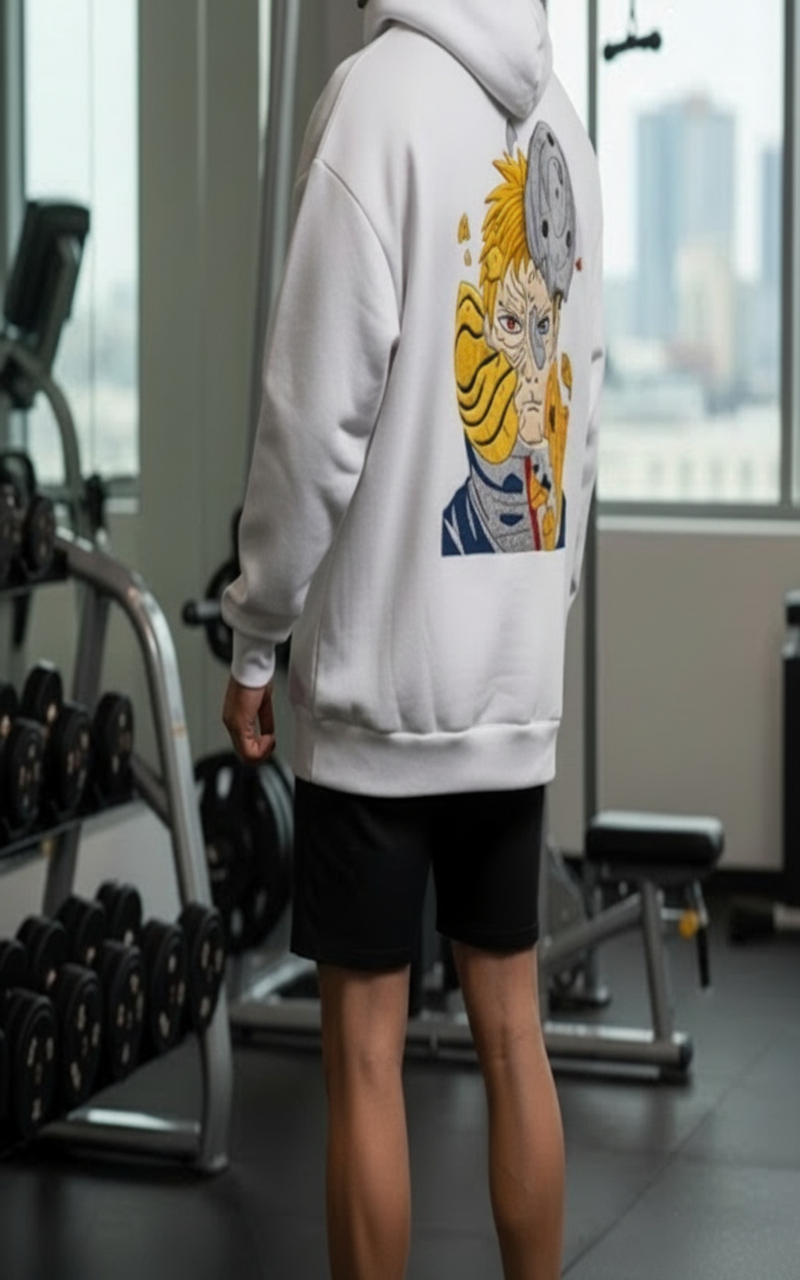 Obito Uchiha Embroidery Mens Zipper - White