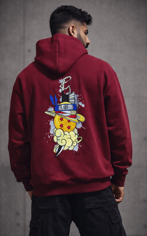 Mashup Elements Embroidery Mens Hoddies - Maroon