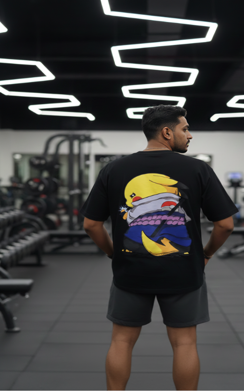 Pikachu Print Mens Oversized T-shirt - Black