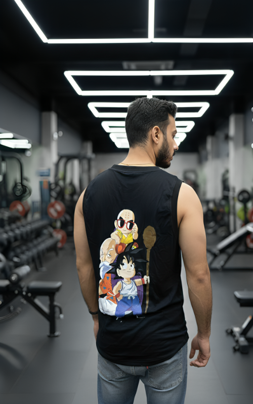 Printed Mens Tank - Black