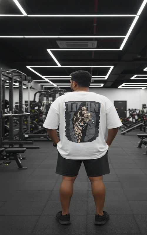 Eren Yeager Print Mens Oversized T-shirt - White