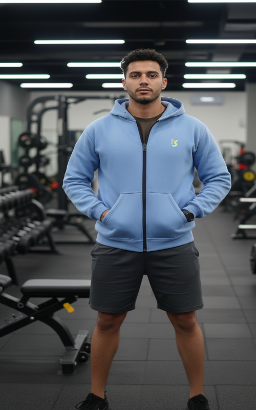 Goku Embroidery Mens Zipper - Blue