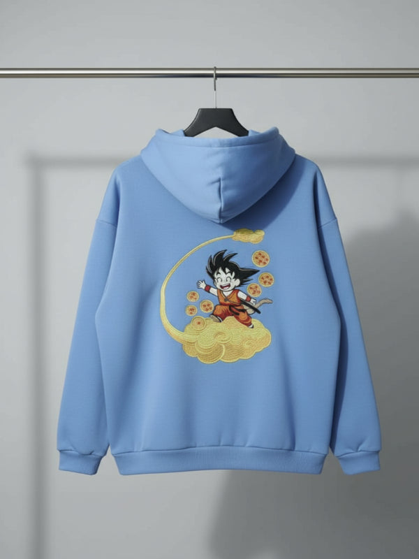 Goku Embroidery Mens Zipper - Blue
