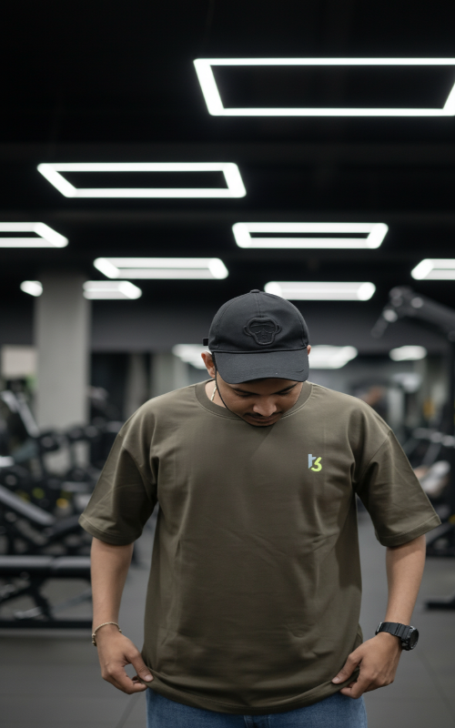 Goku Print Mens Oversized T-shirt - Olive