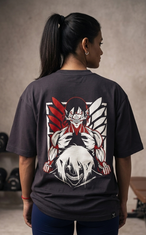 Eren Yeager Oversized T-Shirt - Grey