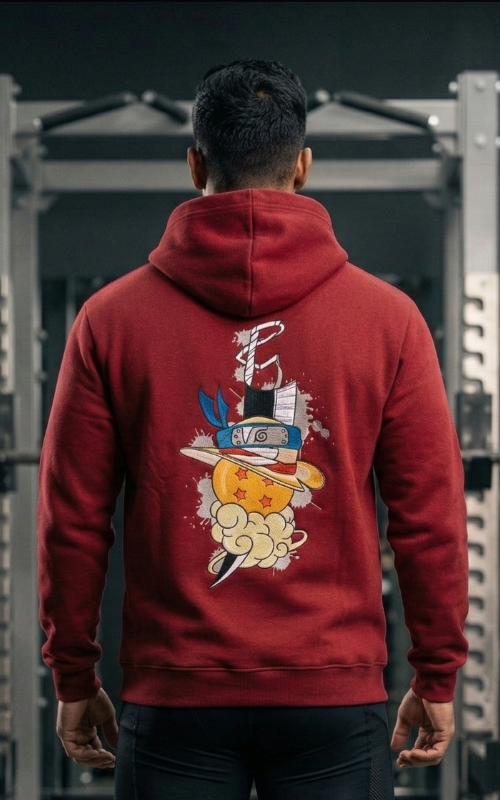 Mashup Elements Embroidery Hoddie - Maroon