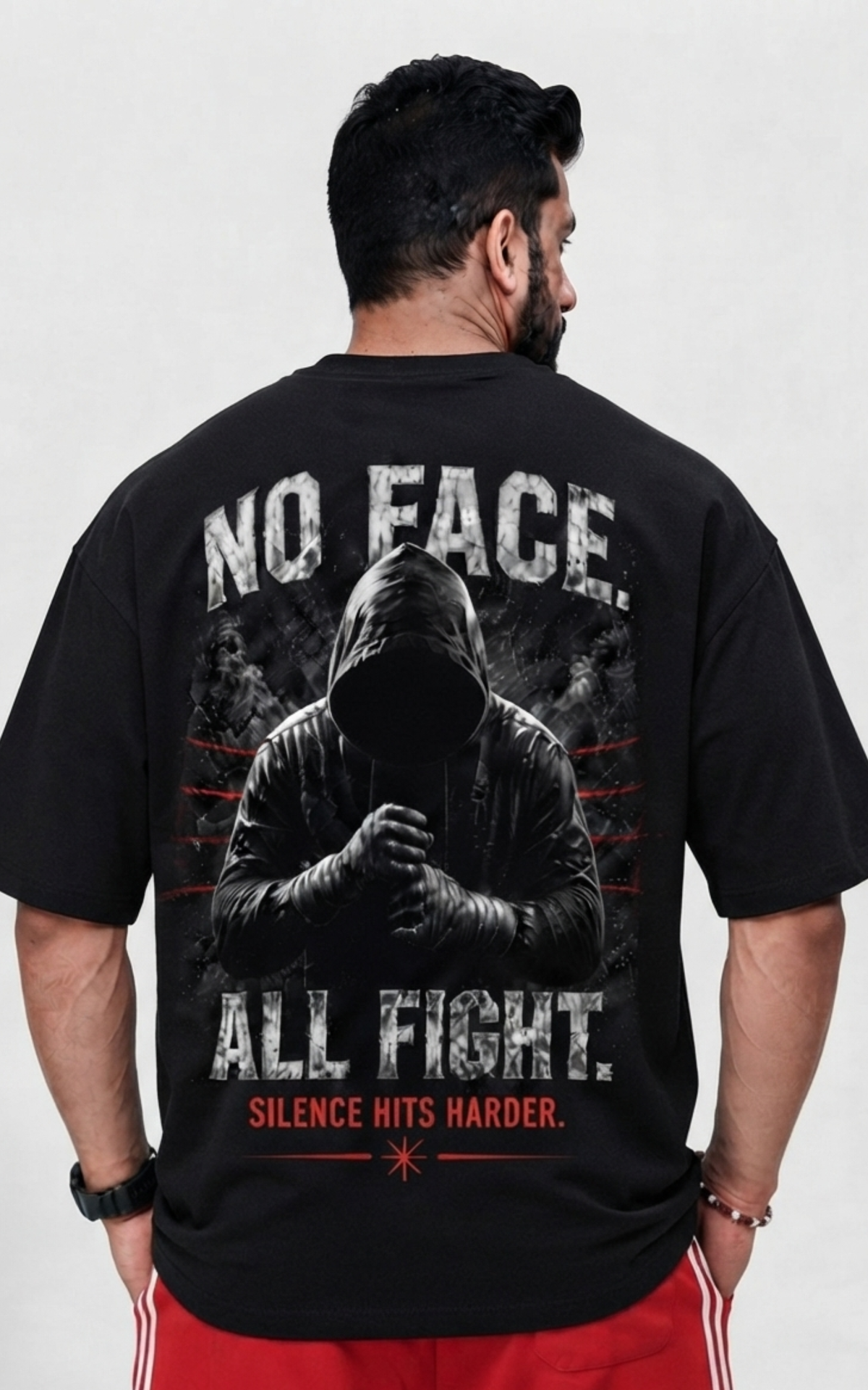 No Face All Fight Oversized Graphic Tee